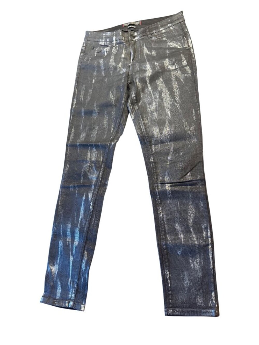 IKKS Silver Metallic Slim Fit Denim Jeans Gray Size 40